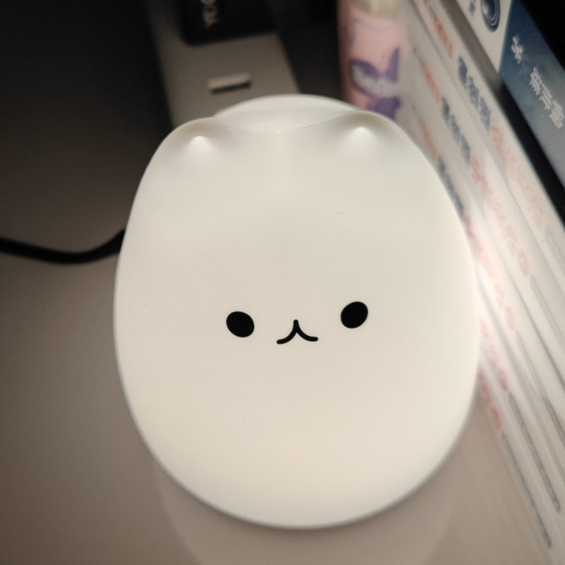 Kawaii Cat Face Night Lamp 7-Color