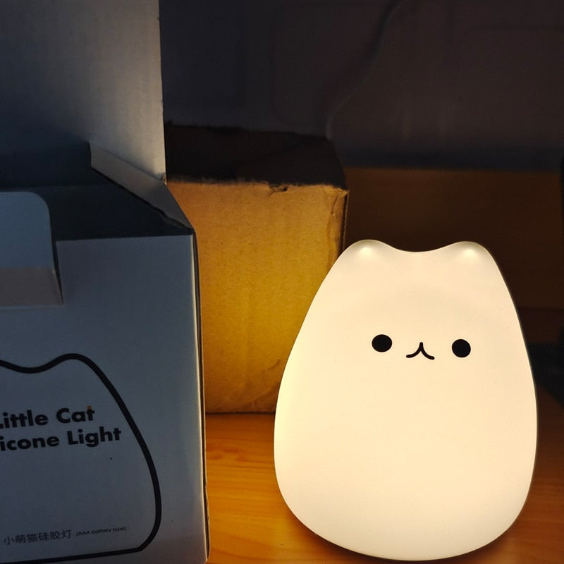Kawaii Cat Face Night Lamp 7-Color