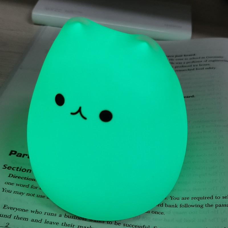 Kawaii Cat Face Night Lamp 7-Color