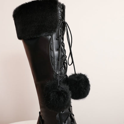 Elegant High Boots Winter Faux Fur