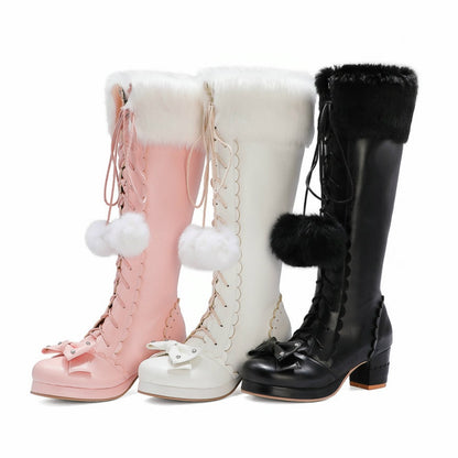 Elegant High Boots Winter Faux Fur