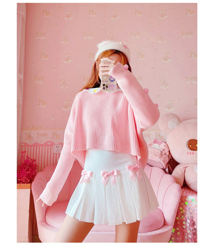 Kawaii Bow Pleated Mini Skirt