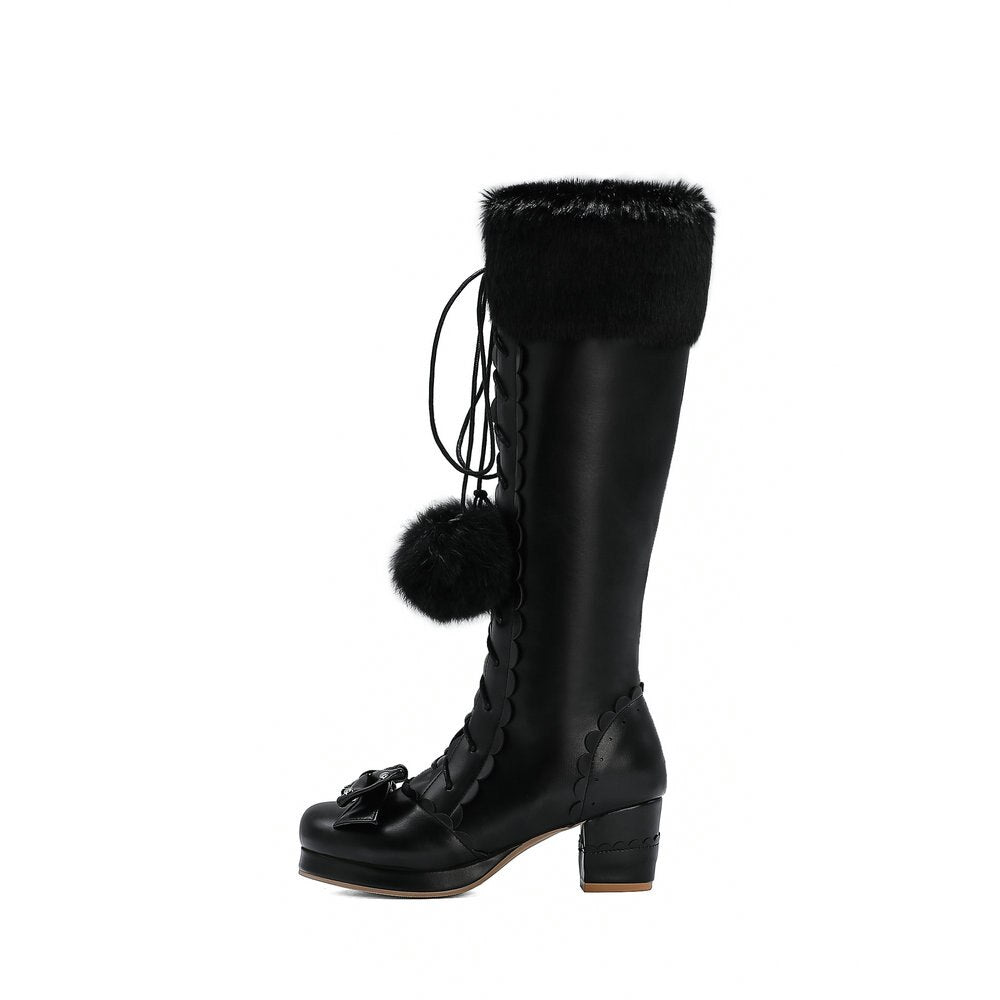 Elegant High Boots Winter Faux Fur