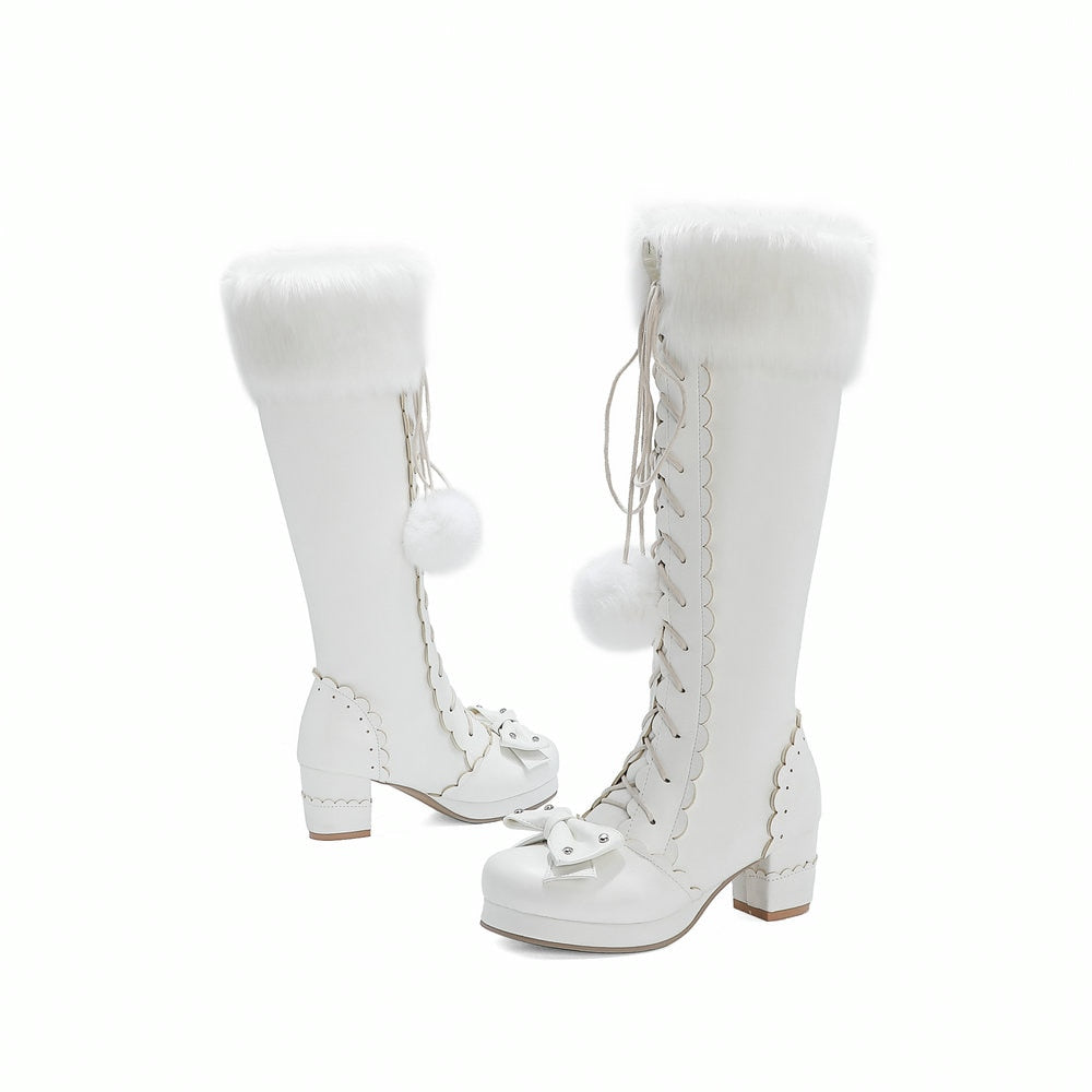 Elegant High Boots Winter Faux Fur