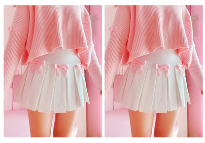 Kawaii Bow Pleated Mini Skirt