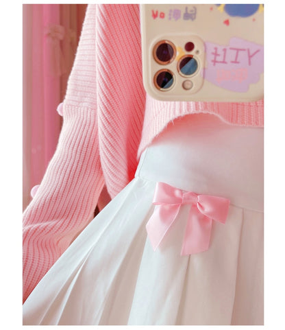 Kawaii Bow Pleated Mini Skirt