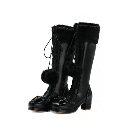 Elegant High Boots Winter Faux Fur