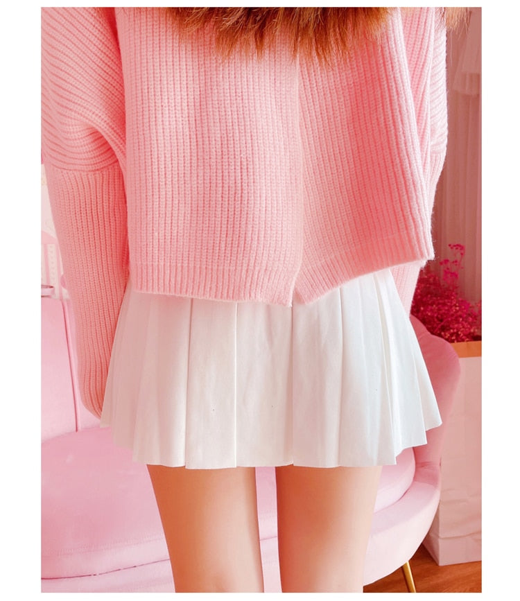 Kawaii Bow Pleated Mini Skirt