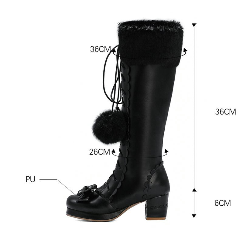 Elegant High Boots Winter Faux Fur