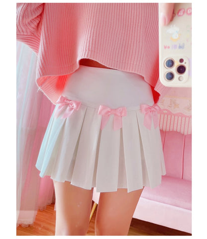 Kawaii Bow Pleated Mini Skirt