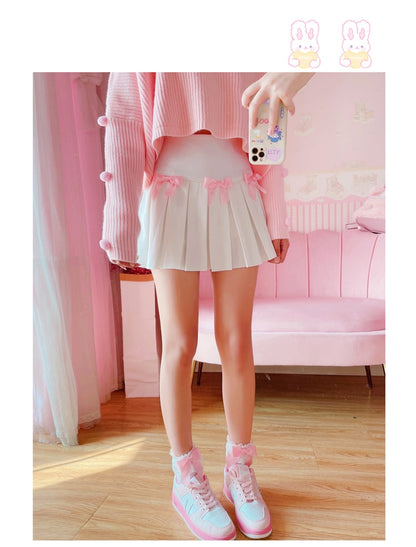 Kawaii Bow Pleated Mini Skirt