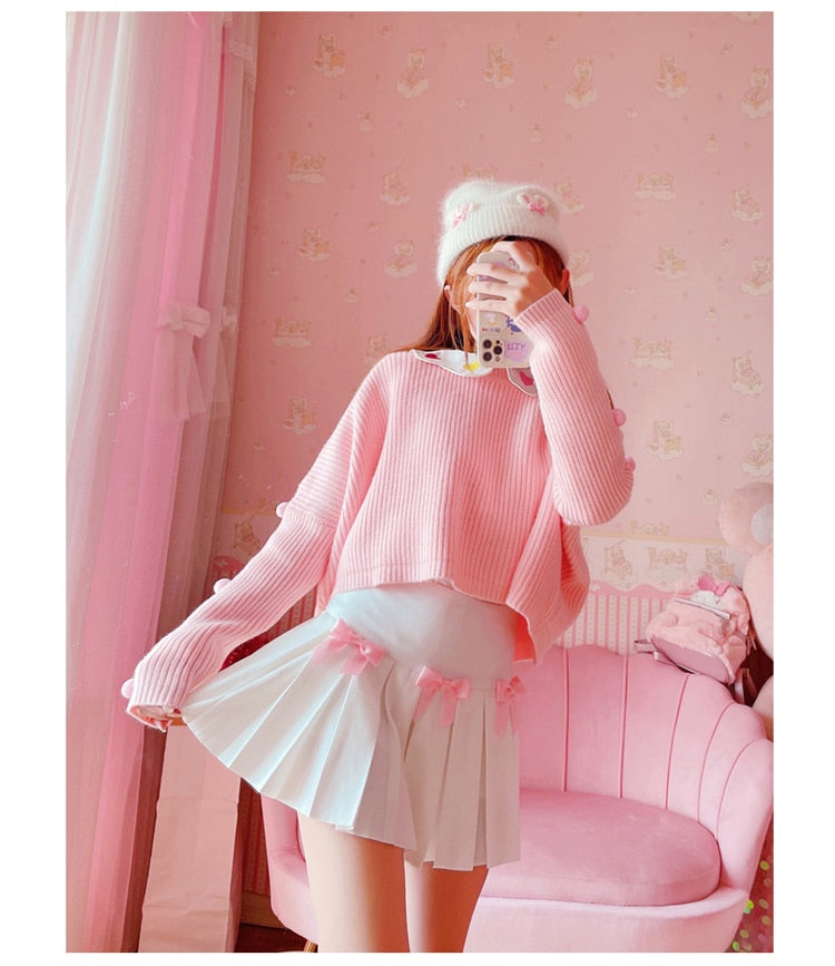 Kawaii Bow Pleated Mini Skirt