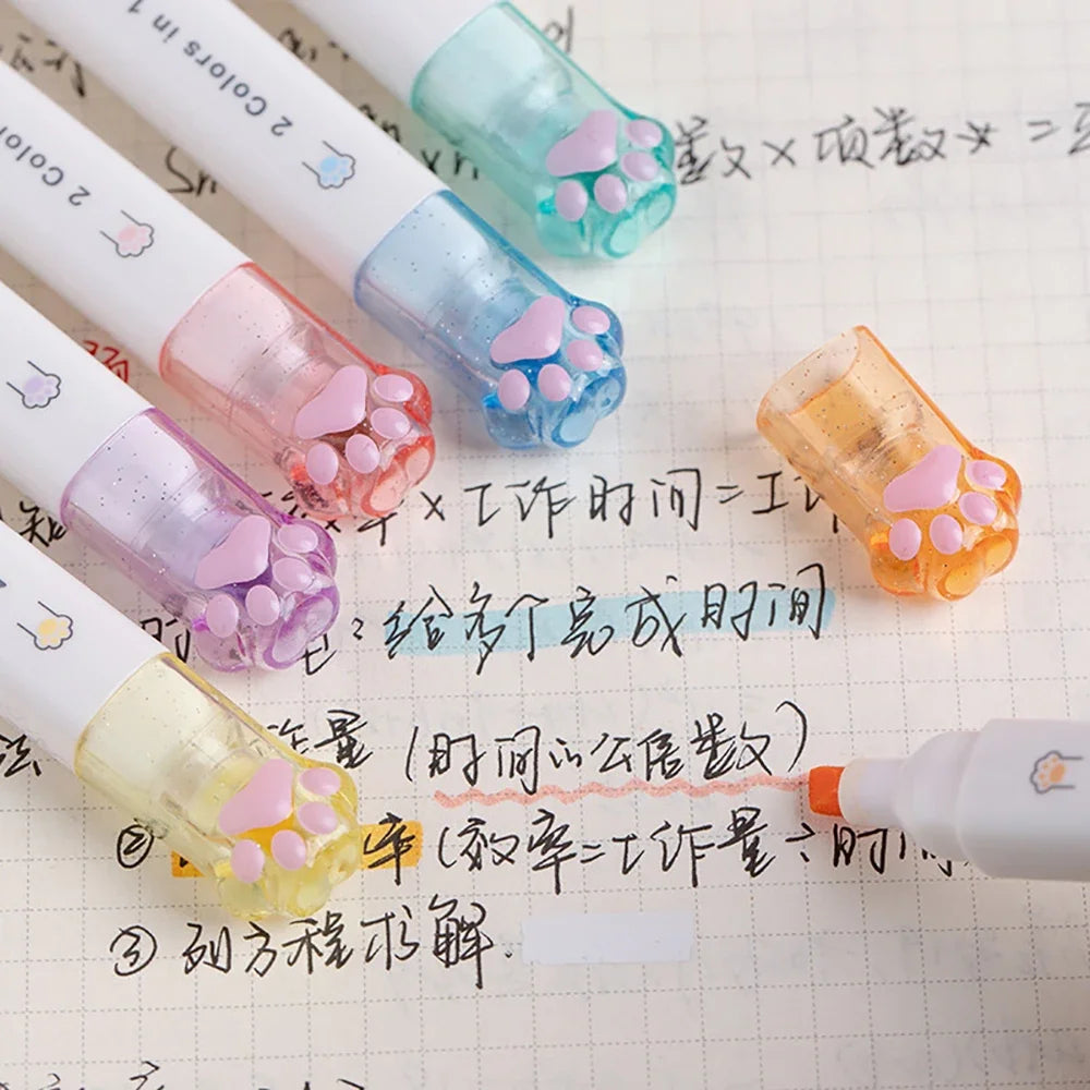 Kawaii Cat Paw Highlighter 6Pcs Set