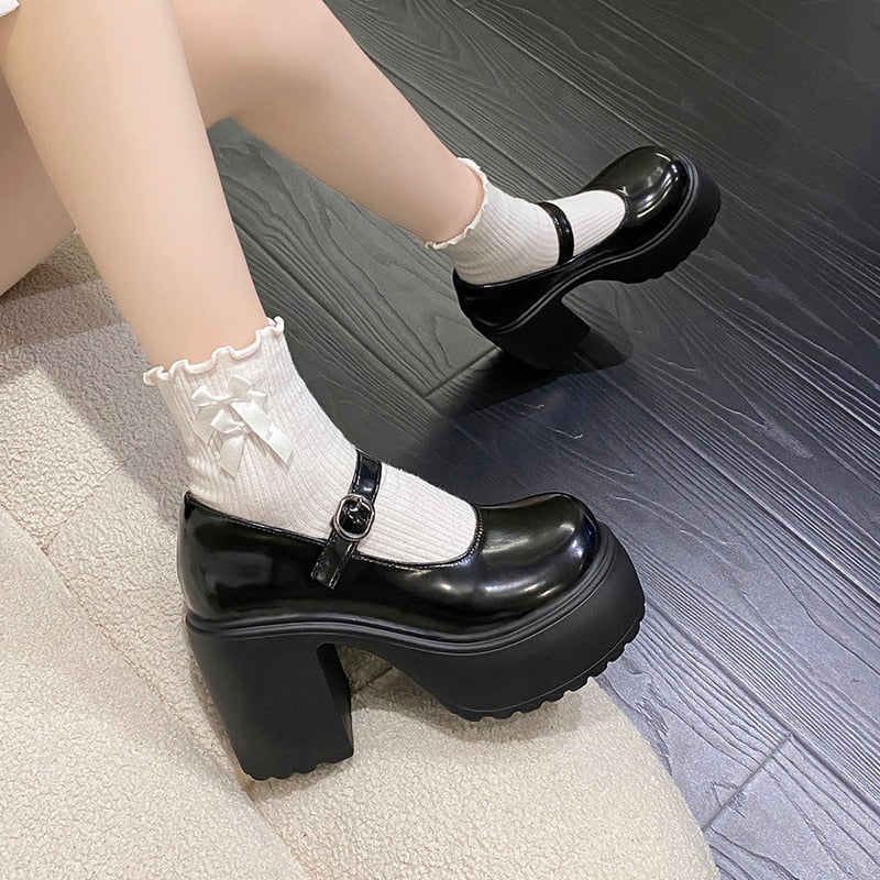 Platform Mary Jane Shoes Chunky Heel