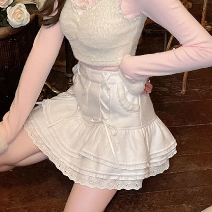 Sweet Girl Winter Mini Skirt White