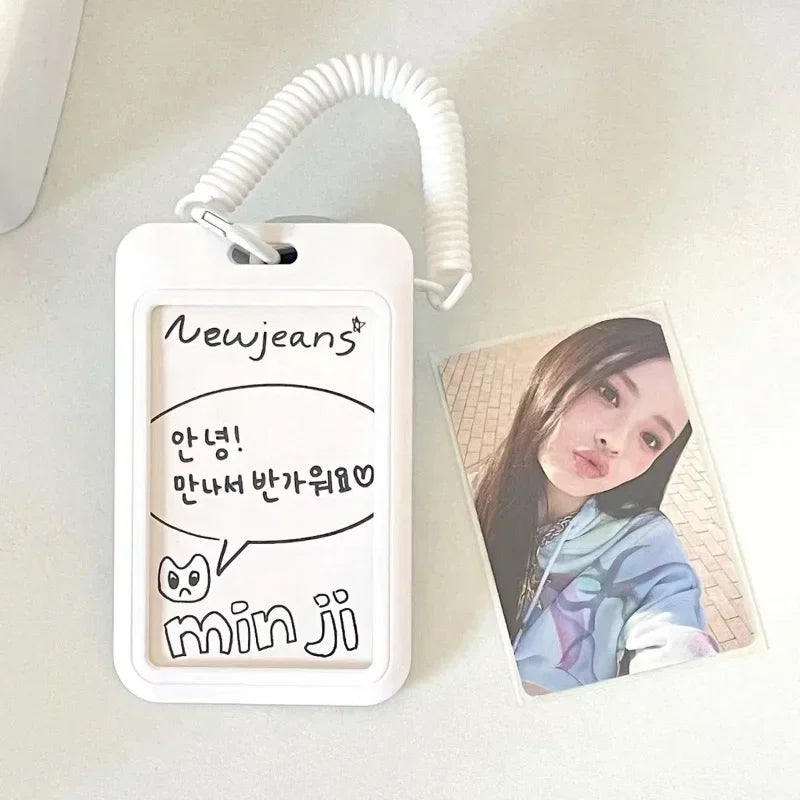 Simple White Photo Card Holder Keychain