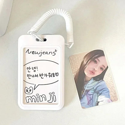 Simple White Photo Card Holder Keychain