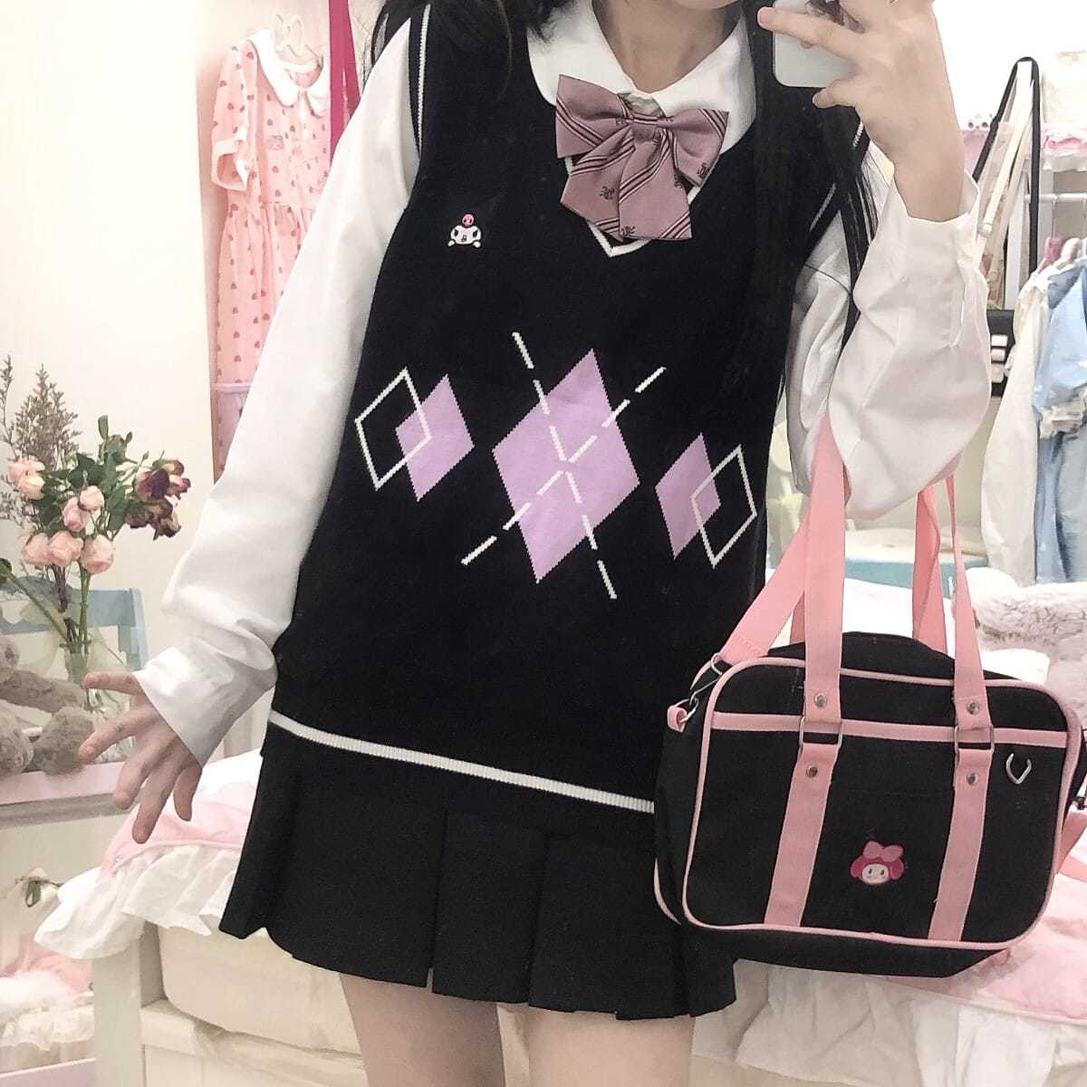 Kuromi Black Knitted Sweater Vest