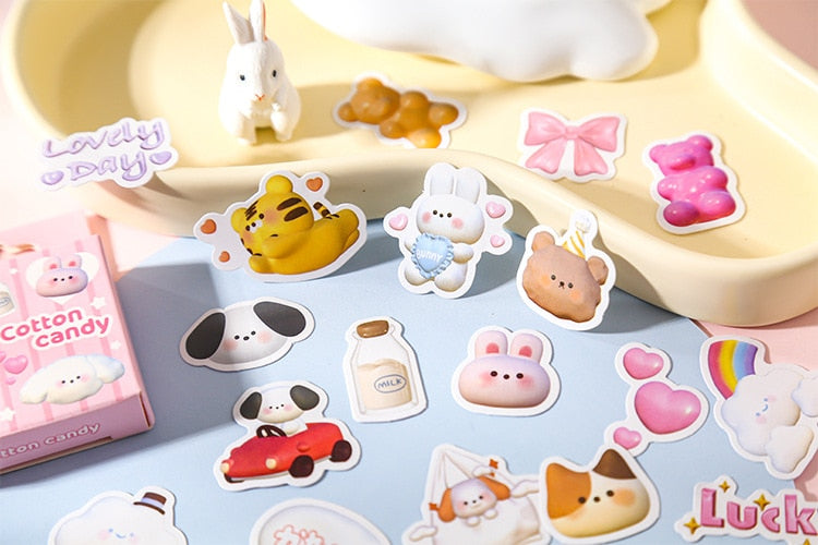 50 Pcs Marshmallow Animal Stickers