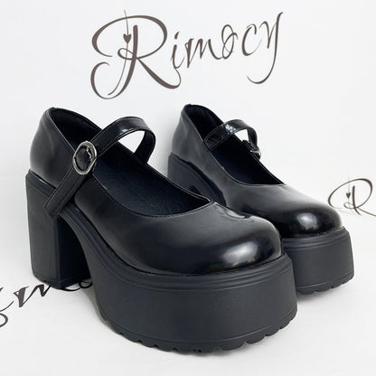 Platform Mary Jane Shoes Chunky Heel