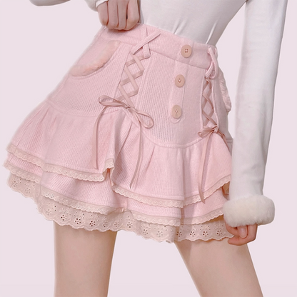 Sweet Girl Winter Mini Skirt Pink