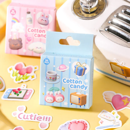 50 Pcs Marshmallow Animal Stickers