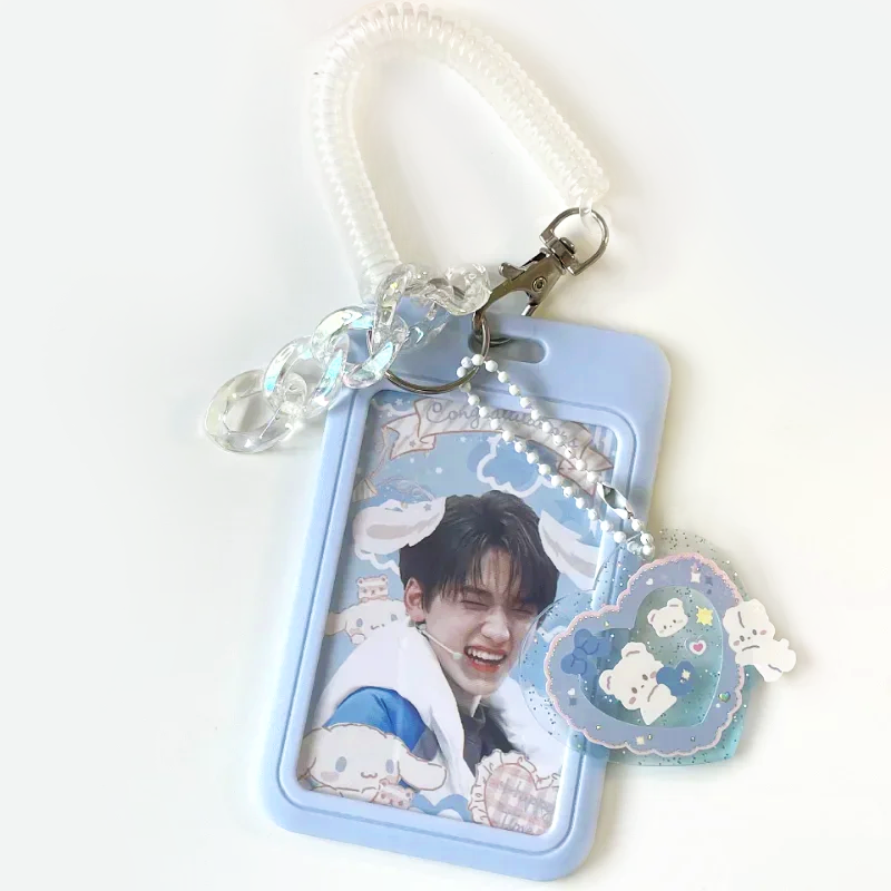 Blue Photo Card Holder Keychain