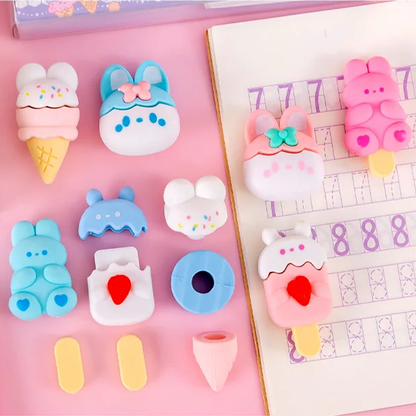 Kawaii Ice Cream Party Eraser Set