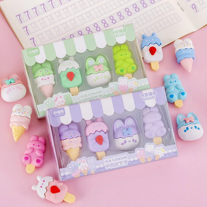 Kawaii Ice Cream Party Eraser Set