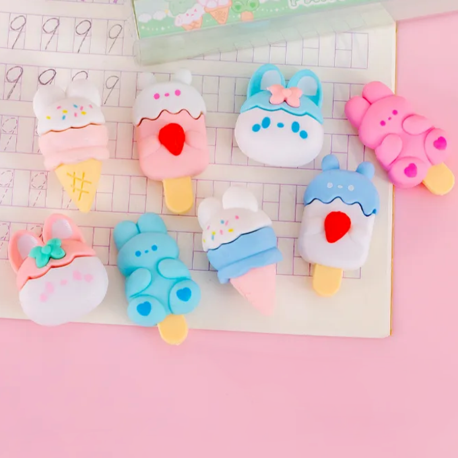 Kawaii Ice Cream Party Eraser Set