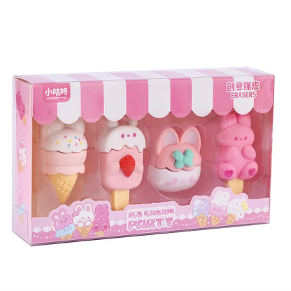 Kawaii Ice Cream Party Eraser Set