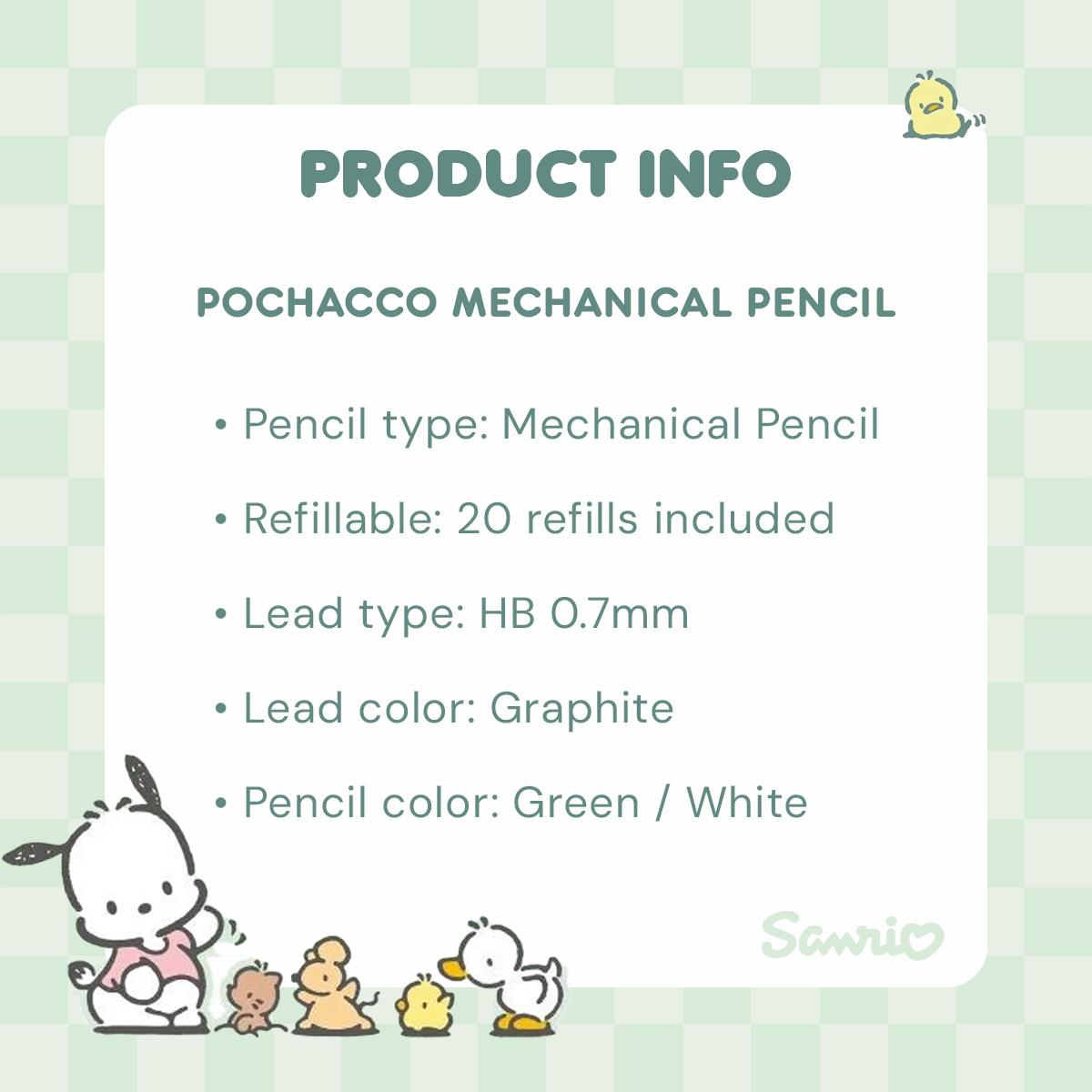 Pochacco Mechanical Pencil Set 3Pcs