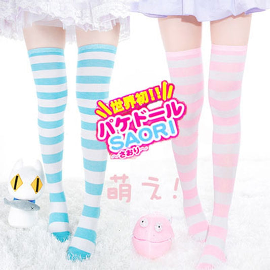 Thigh-High Striped Socks