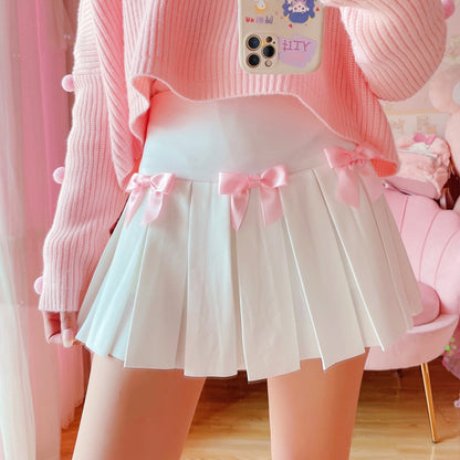 Kawaii Bow Pleated Mini Skirt