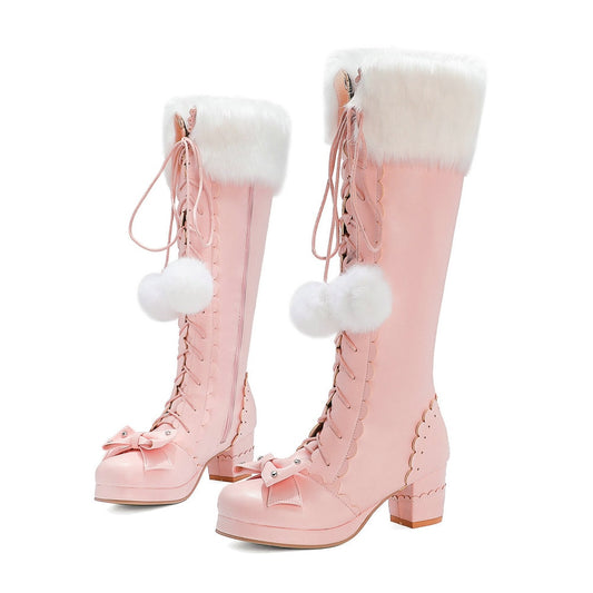 Elegant High Boots Winter Faux Fur