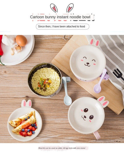 Ramen Noodles Bowl Bunny Lid And Spoon