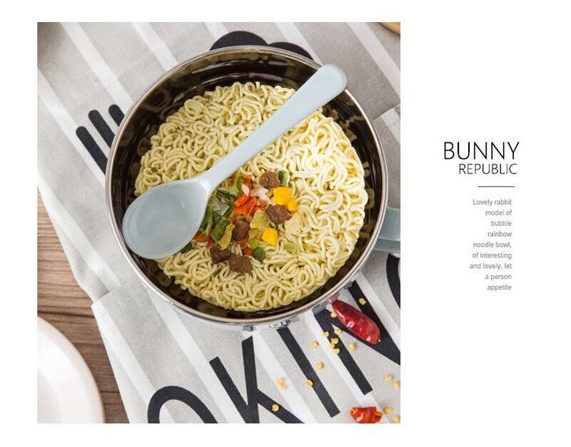 Ramen Noodles Bowl Bunny Lid And Spoon