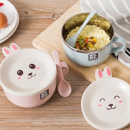 Ramen Noodles Bowl Bunny Lid And Spoon