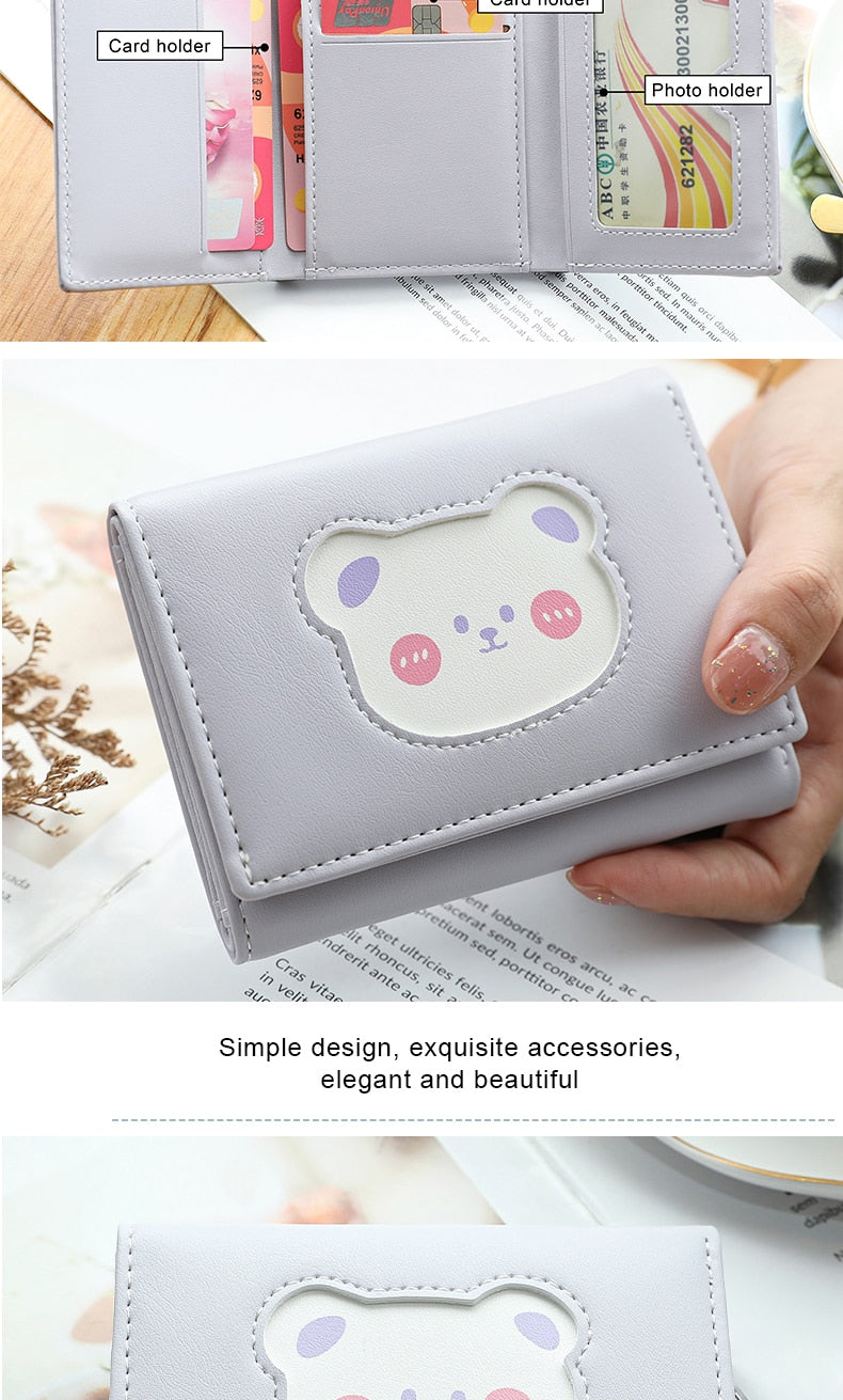 Cute Bear Three Fold Wallet