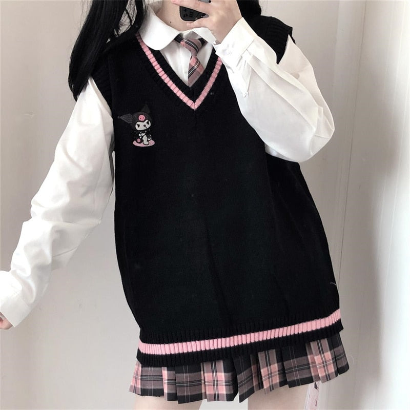 Kuromi Black Knitted Sweater Vest